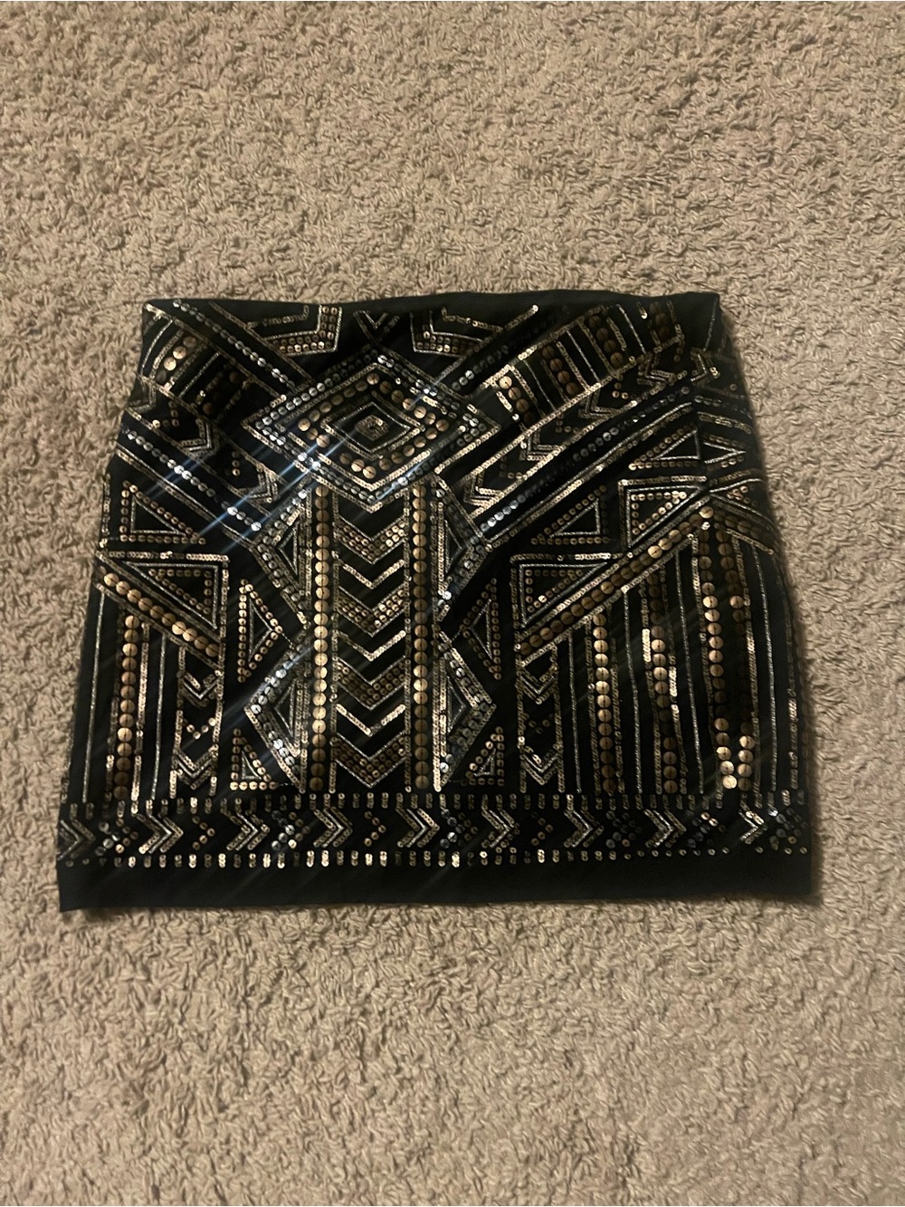 Express Black Sequin Embellished Mini Skirt